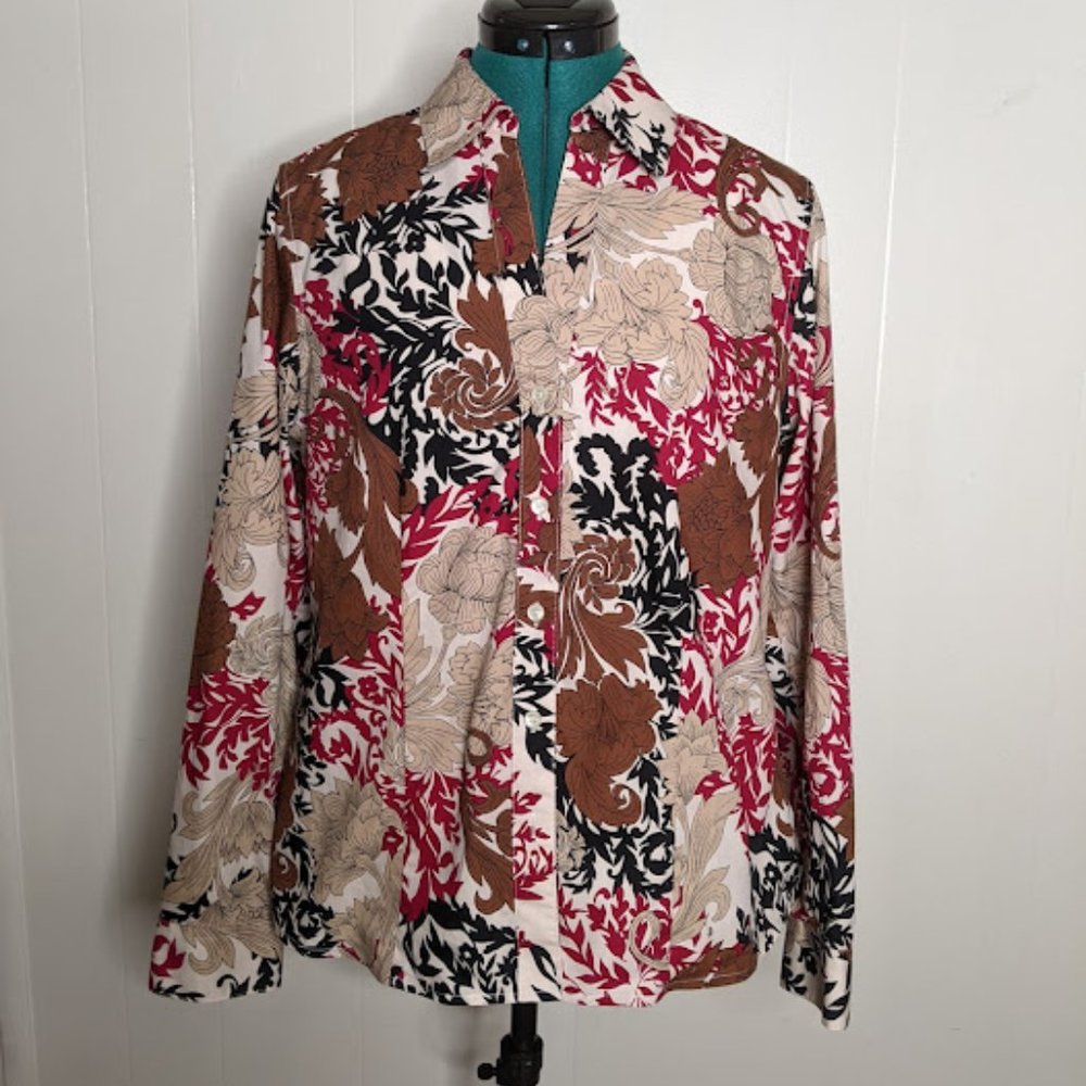 Gold Label Investments Women's Long Sleeve Button -Up Blouse. Size 14P.